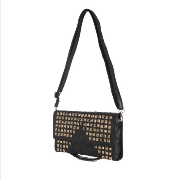 One Faded Knight Black and Gold Studded Clutch - Picture 4 of 5
